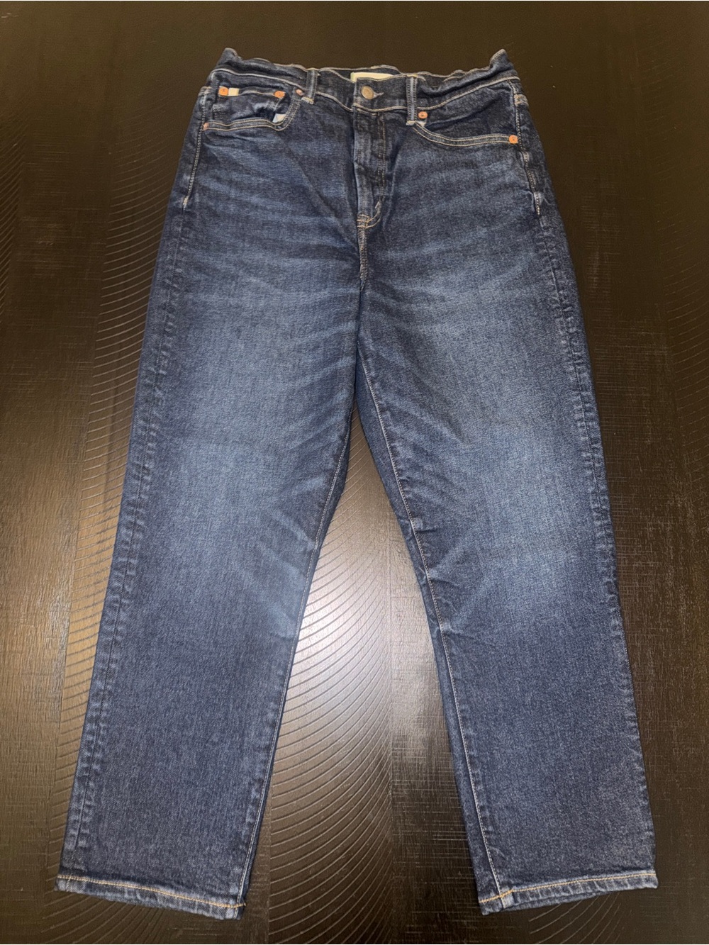 AE77 American Eagle Premium Dark Wash Organic Cotton High Rise Mom Jeans Sz 10S